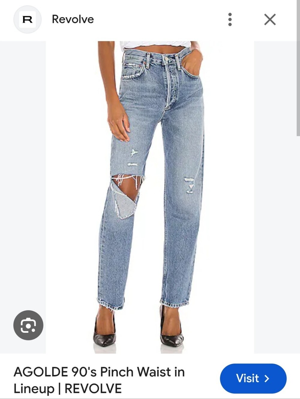 Agolde 90'S PINCH WAIST High Rise Straight Leg Distressed Light Blue Jeans